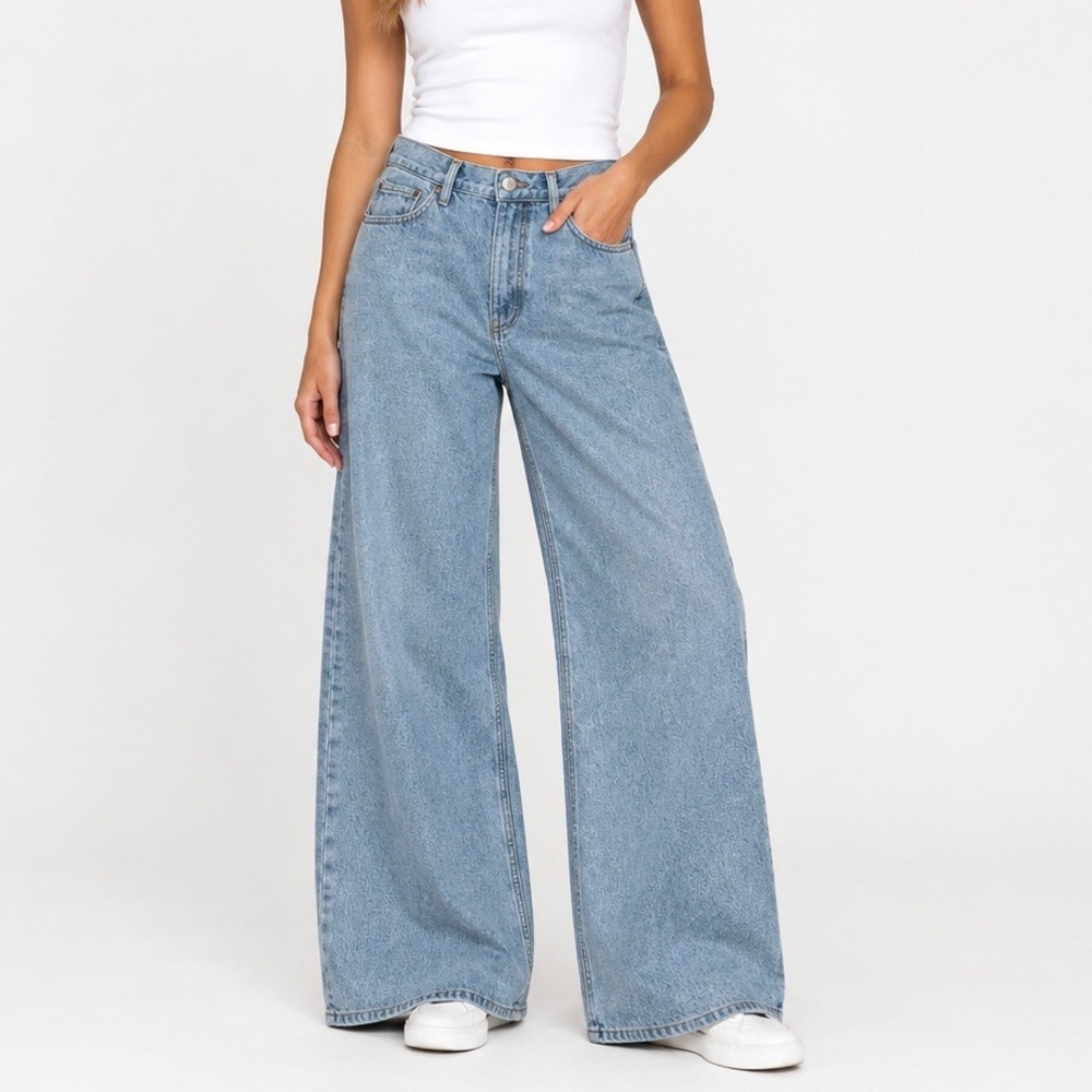 AGOLDE Dame Wide Leg 100% Regenerative Cotton Light Blue Jeans High Rise Size 27